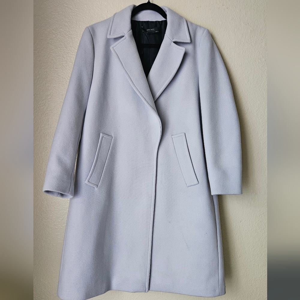 Zara Women's Soft Ligth Blue Trench Coat - Picture 3 of 14